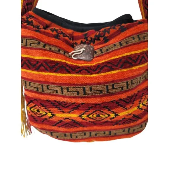 Rukuray Hippie Hobo Bag Boho Crossbody Woven Festival Art To Wear Tribal Y2K - Picture 6 of 14